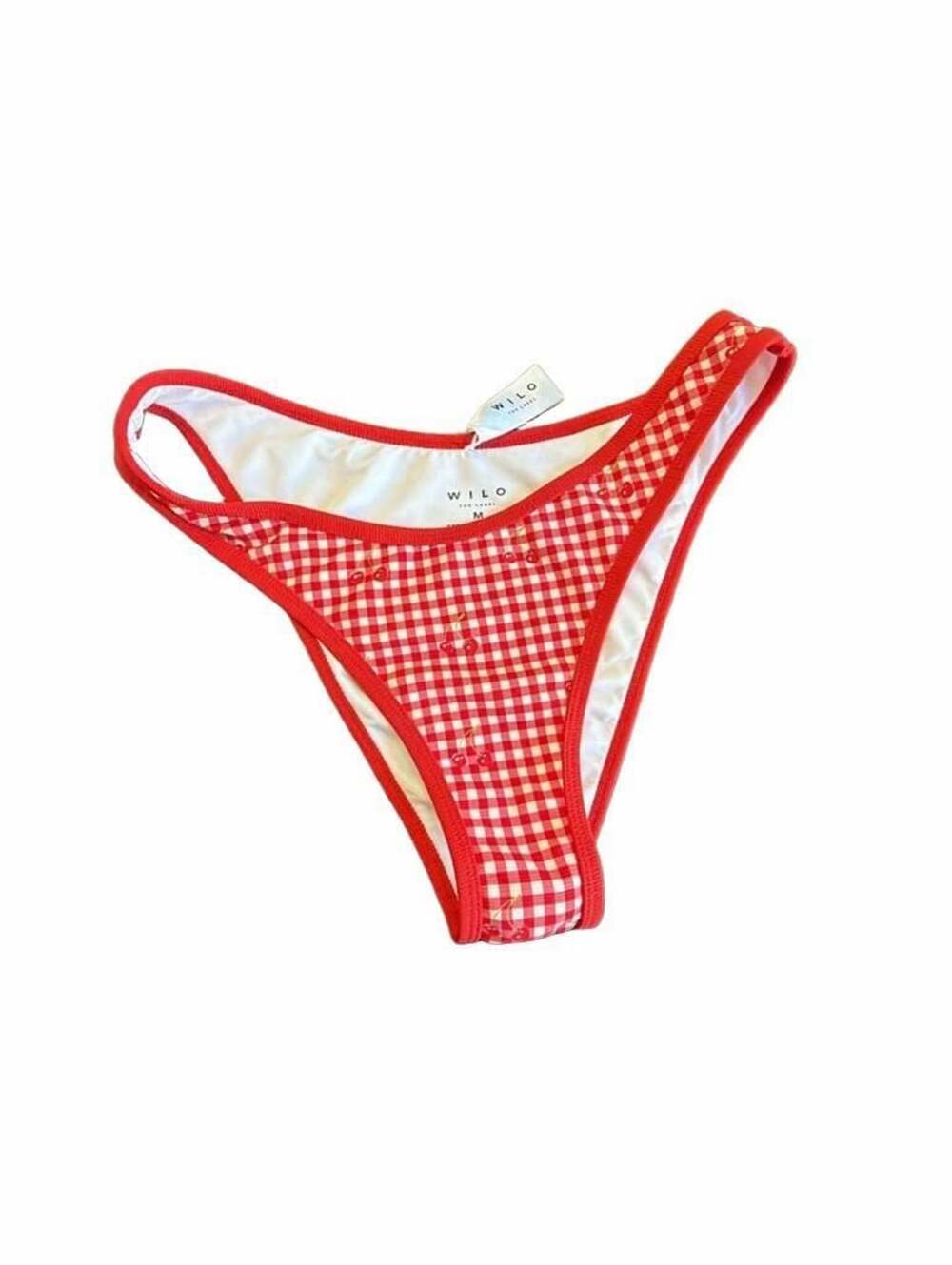 Wilo The Label Red Gingham Cherry Print Bikini Bottom Size M